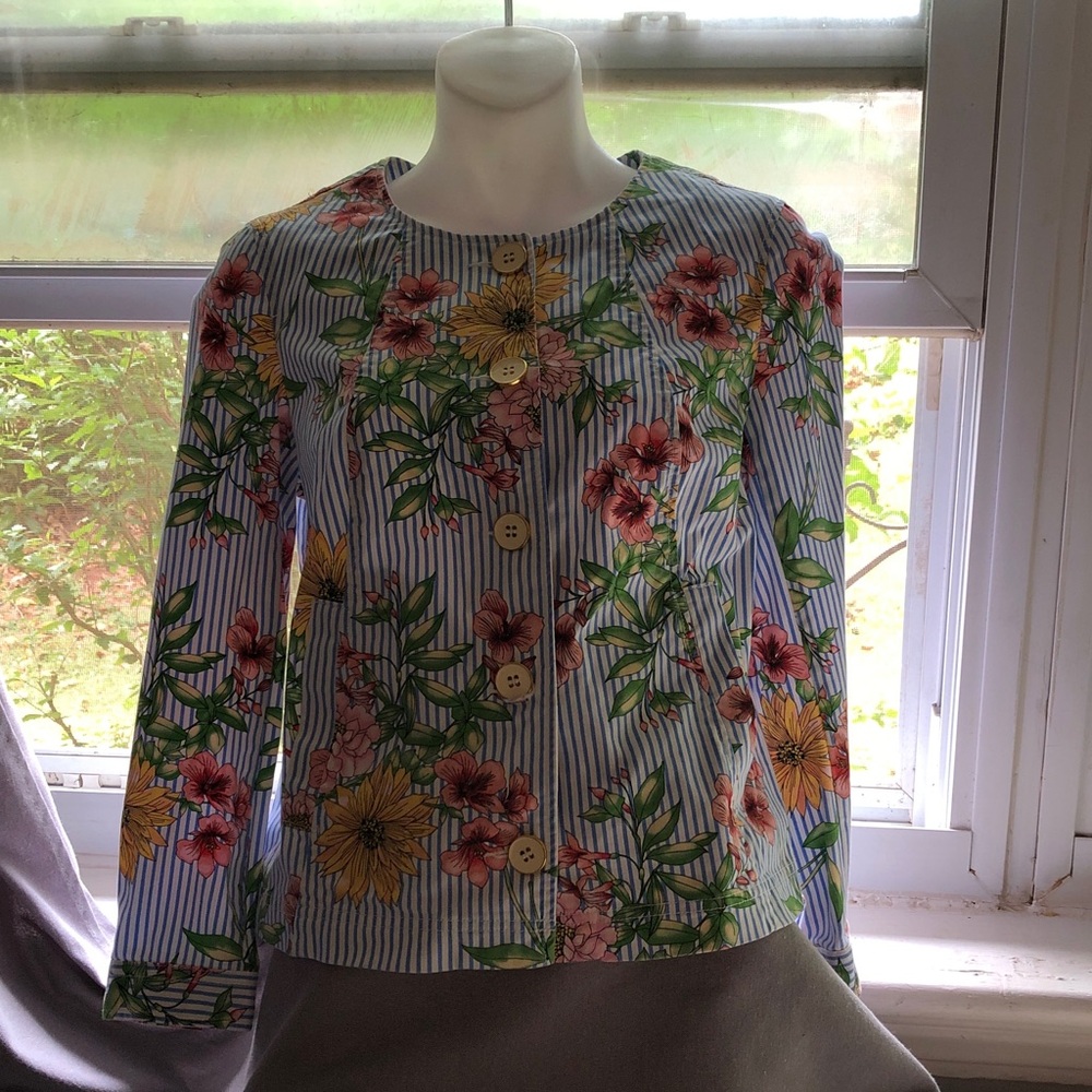 Rafaella Button-Front Floral Jacket